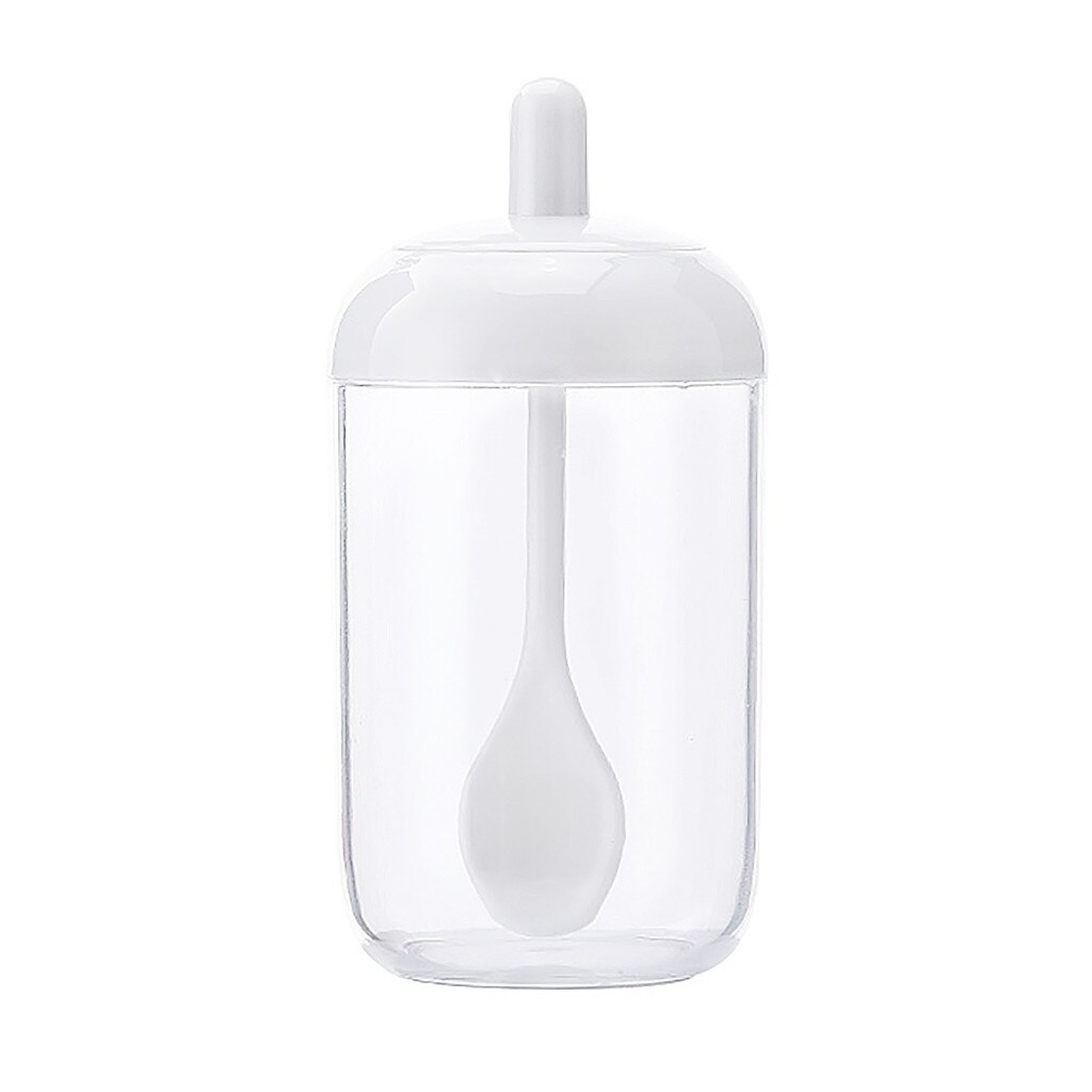 1pc Spice Jar With Spoon Chicken Essence Seasoning Bottle Salt Cooking Tools Kitchen Storage Box Supplies: White