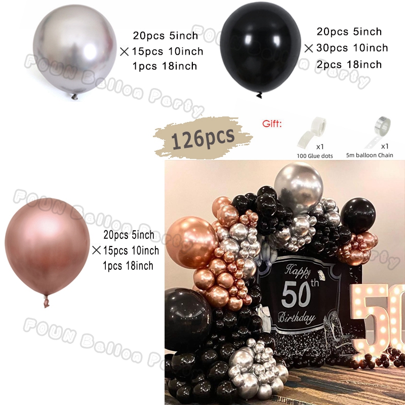 Czarne złote balony urodzinowe Zestawy łuków Srebrny Beżowy Złoty Balon konfetti Urodziny Dekoracja ślubna Chrzest Wystrój ukończenia szkoły: Ciemnoszary