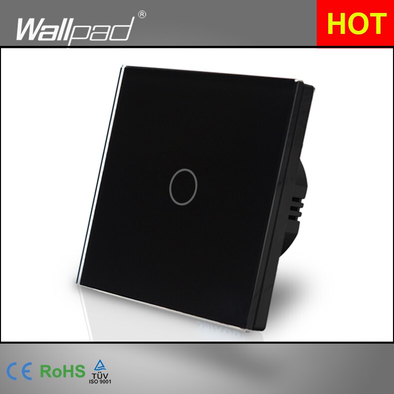 EU UK Dimmer Remote 110V-250V Wallpad White Glass Touch RF433 1 Gang Dimmer For LED Wireless Remote Wall Switch: Black / Remote and Touch