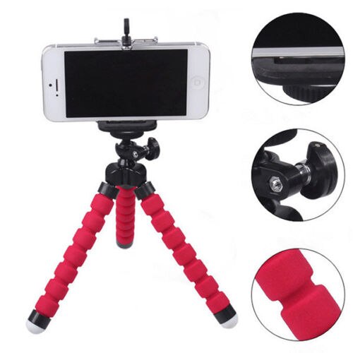 2 IN 1 Tripods tripod for phone Mobile camera holder Clip smartphone monopod tripe stand octopus mini tripod stativ for phone: Red