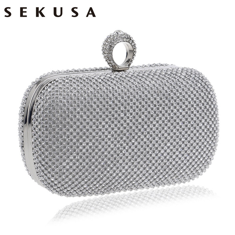 SEKUSA Abend Kupplung Taschen Diamant Besetzte Abend Tasche Mit Kette Schulter Tasche frauen Handtaschen Geldbörsen Abend Tasche Für hochzeit