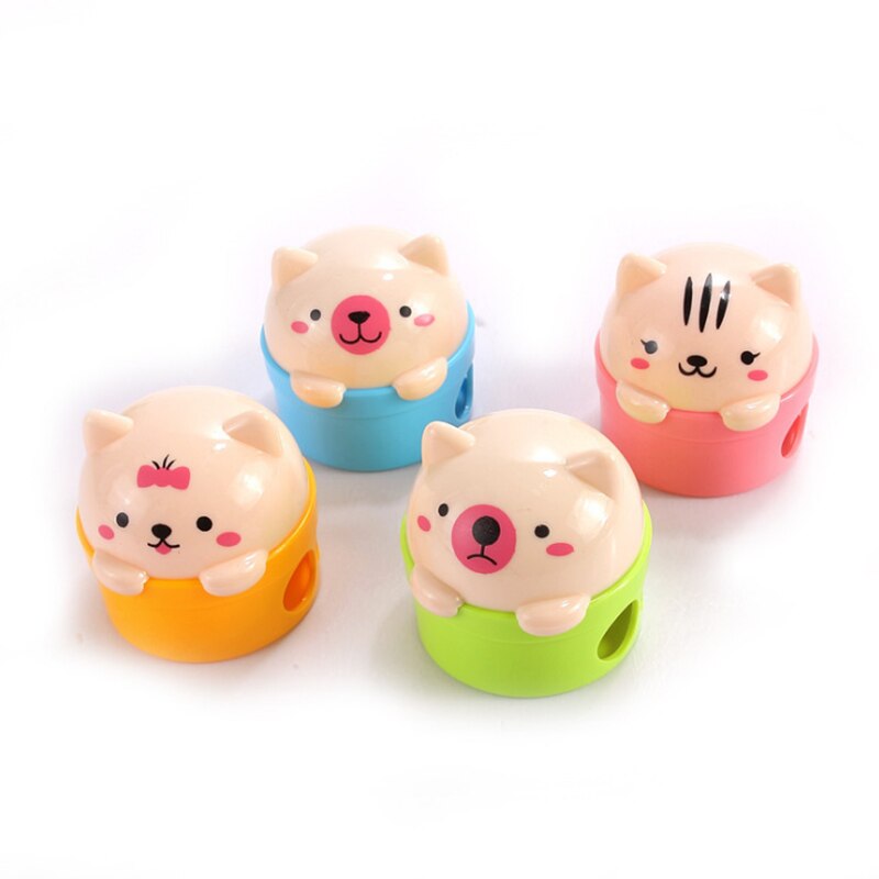 1pcs/lot Cat bear cartoon animal Double orifice Sharpener For Pencil School Office Supplies Stationery