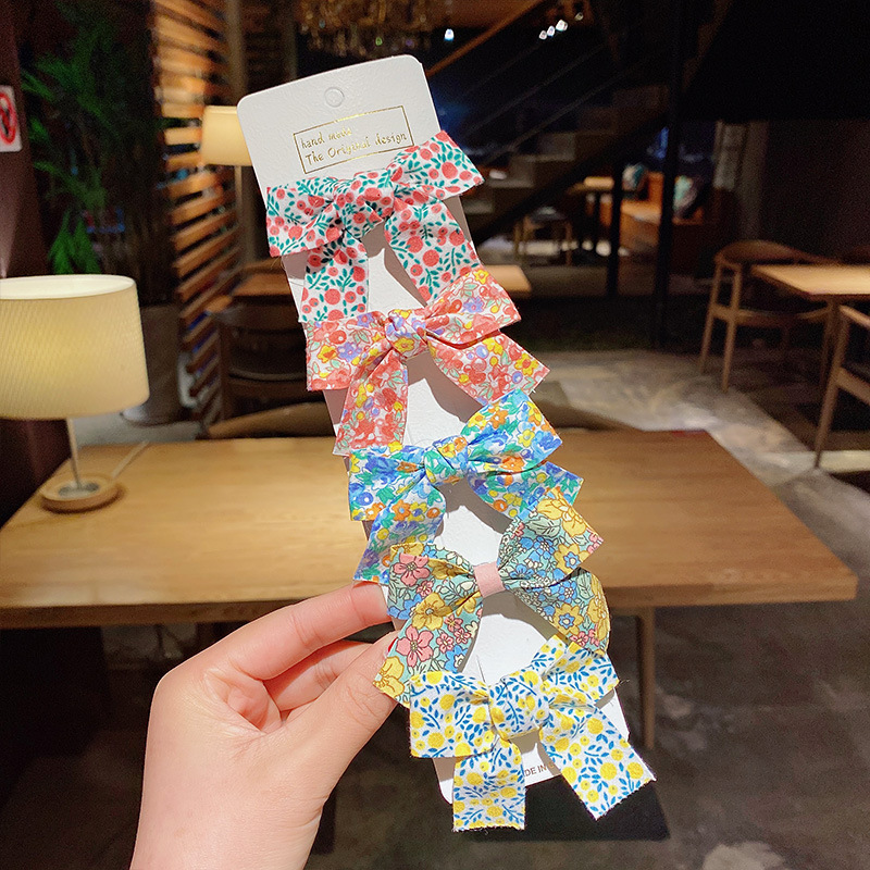Horquillas de estrella con estampado de cuadros para niñas, pinzas para el pelo, diadema dulce, pasadores, accesorios de lazo de , 5 piezas por juego: Azul cielo