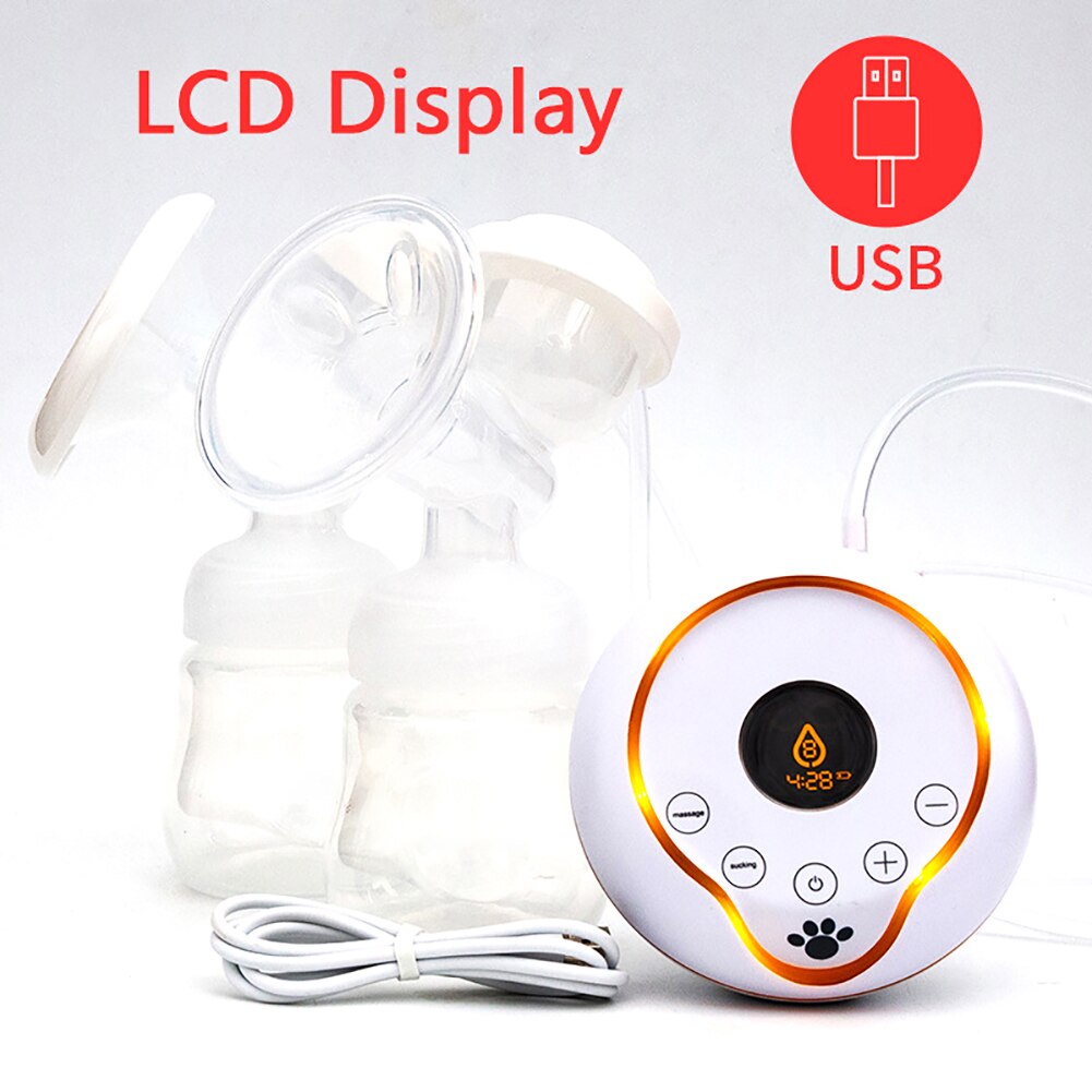 Alimentação LCD inteligente bomba Elétrica de Mama Bomba de Mama Automático Massagem USB Duplo Garrafas Bombas de Mama Elétrica: LCD display