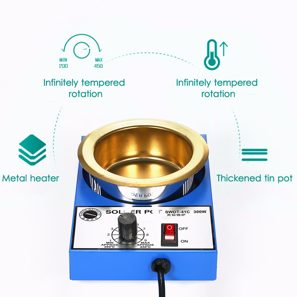 Mini Solder Pot with Temperature Adjustable Lead Free Desoldering Bath Plate Electric Soldering Pot 220V 100W 150W 250W 300W