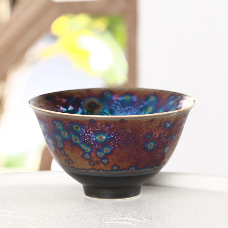 Tianmu Glaze Kiln Seven Color Peacock Tea Bowl Owner Teacup Hat Single Cup Jianzhan Meditation Cup Kung Fu Cup: C