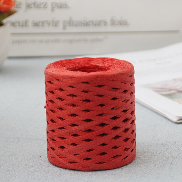 1 stücke 200m/rolle Bast Papier Bänder Verpackung Schnur Seil Für Kasten Verpackung Diy Handwerk Dekorationen: rot