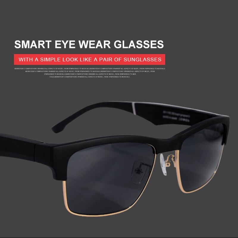 K2 smarte briller trådløs bluetooth håndfri opkald o åbent øre polariserede solbriller: Guld