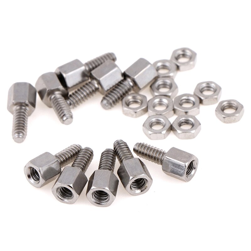 10pcs 5+7mm Header Plate Bracket Stud Bolt & Nut Nuts Screw D-Sub VGA DB9 DB15 DB25 RS232 COM Serial