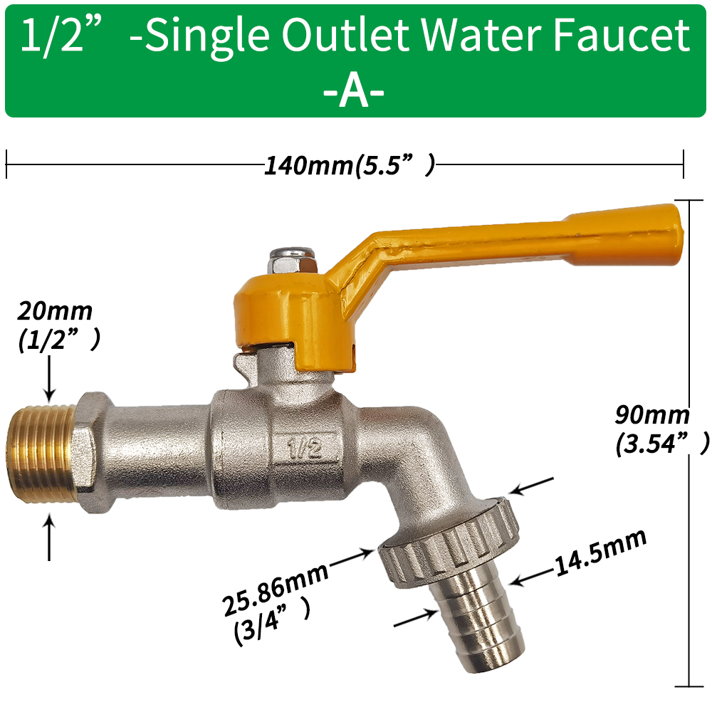Adattatore per rubinetto per tubo da giardino 1/2 '' IBC Connettore per serbatoio dell'acqua Irrigazione a 2 gareggiare a 1 attraverso Giunto per rubinetto in ottone Raccordo di ricambio Valvola a sfera: marrone