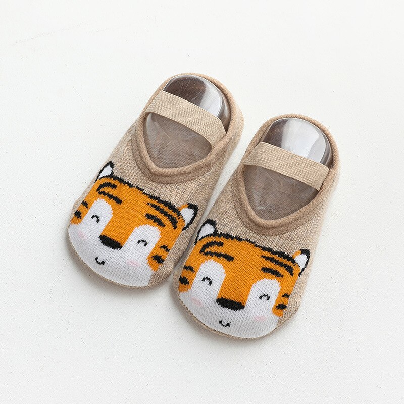 Baby Sokken Vloer Antislip Katoen Cartoon Pop Sokken Baby Peuters Schoenen En Sokken Baby Meisje Baby Boy Zachte sok: coffee tiger