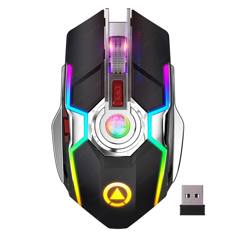 Wireless Gaming Mouse 2400 DPI Rechargeable Adjustable 7 Color Backlight Breathing Gamer Mouse Game Mice for PC Laptop