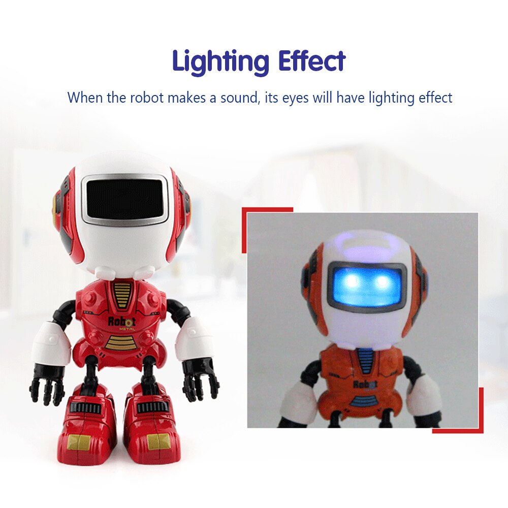 Induction Robot Alloy Body Lighting Effect Head Induction Joint Rotation Smart Robot Toy Perfect for Boys Kids Baby