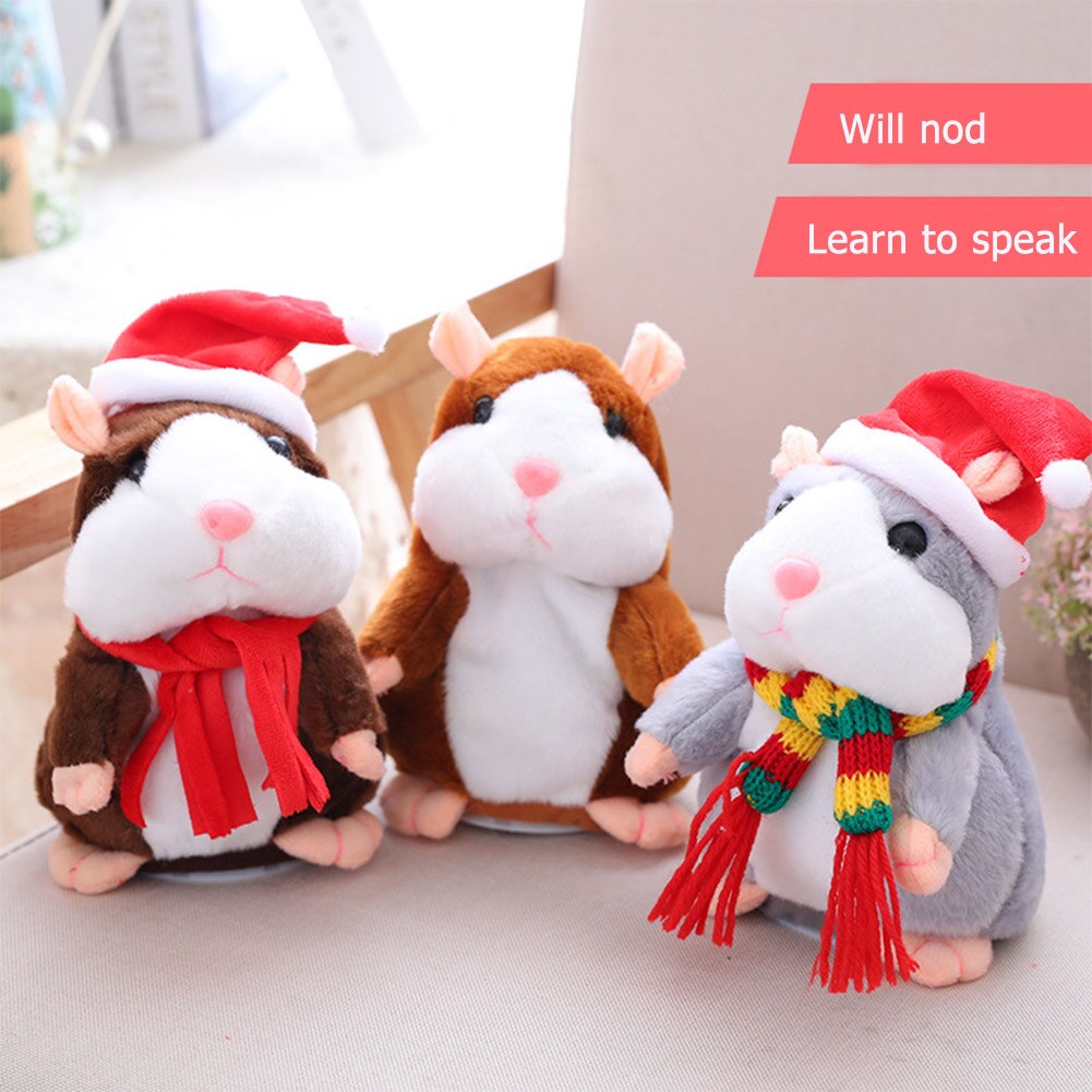 Plysch hamster leksak jul inspelning elektrisk hamster prata prata gå mus leksaker lära sig prata barn kul