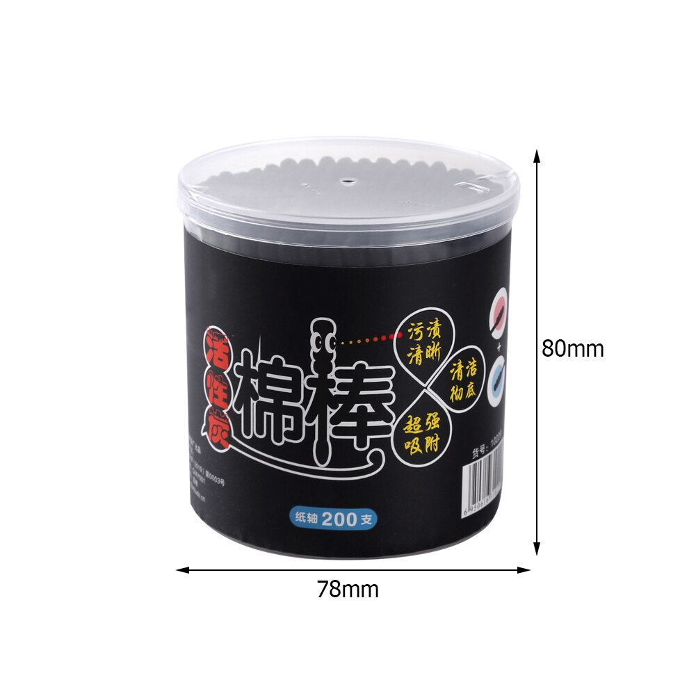 200pcs Spiral Bamboo Charcoal Ear Cotton Swab Double Head Sticks Disposable Buds Cotton for Beauty Makeup Nose Ears Cleaning