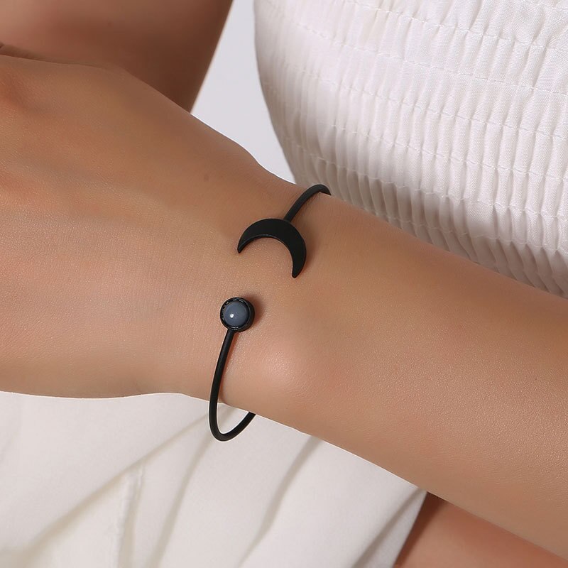 Kvinder armbånd armbånd damer måne armringe smykker par håndlavede trendy sølvfarve legering pulseraser