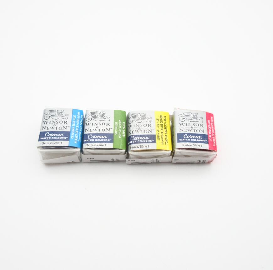 Winsor & newton cotman solid akvarellmaling halvpanne 40 farger blå akvarellpensler: 4b