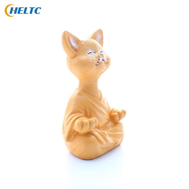 1Pc Grillige Zwarte Boeddha Sphynx Kat Beeldje Meditatie Yoga Collectible Gelukkig Kat Huis Tuin Decor Tuin Ornament Sculptuur