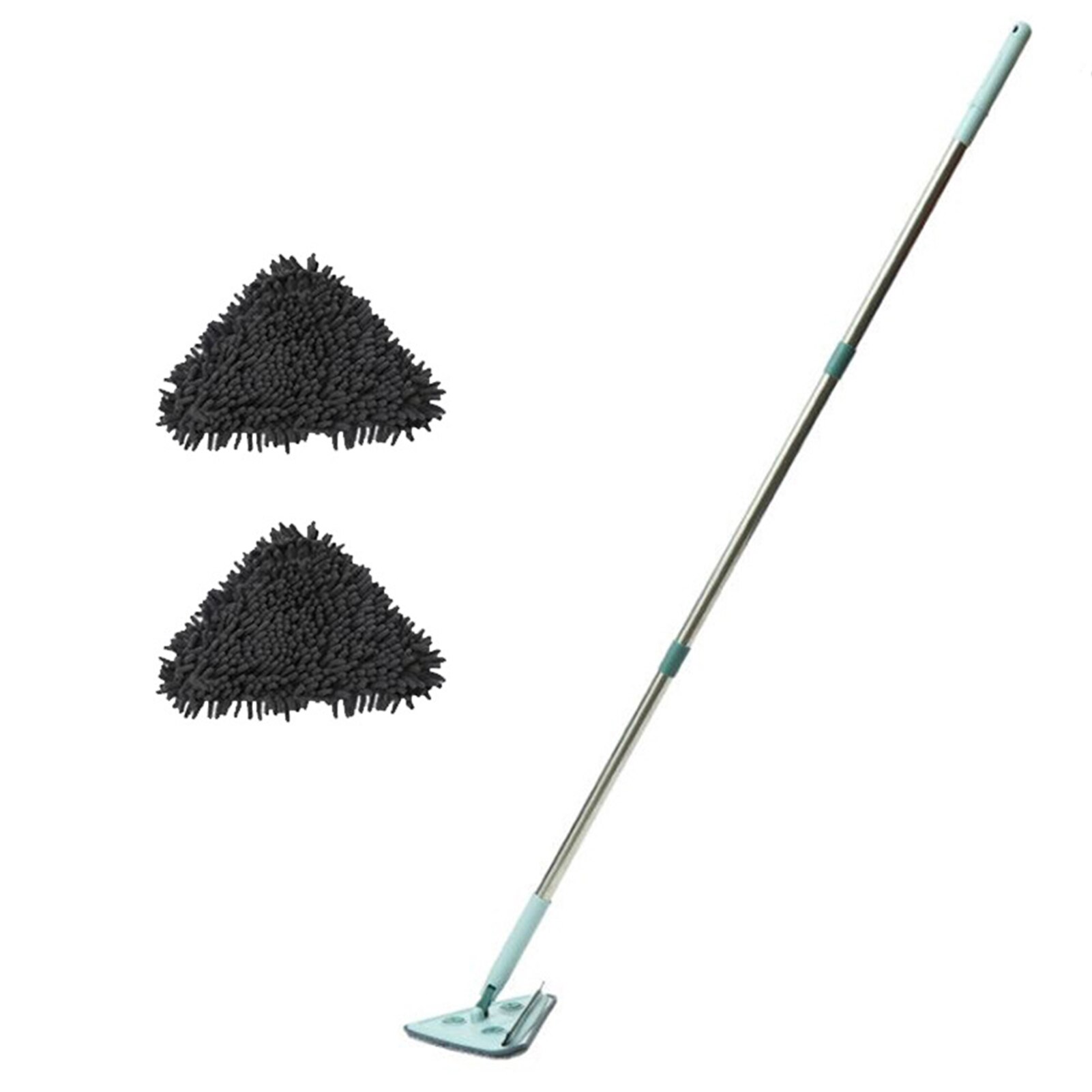 Fregona triangular multifuncional para vagos, mopa de polvo, mopa atrapapolvo de uso doméstico, mopa de limpieza ajustable para ventana de coche con paño de repuesto: C