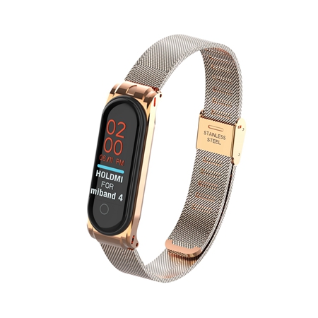 YUEDAER mi Band 4 correa de Metal para Xiaomi mi Band 4 correa de acero inoxidable mi Band 4 correas de muñeca mi lanese Loop mi Band4: Buckle Rose
