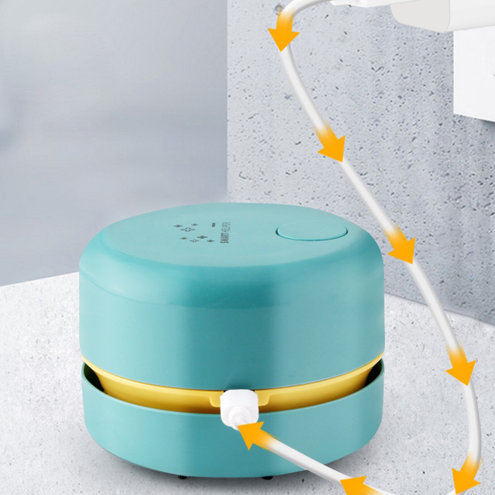 Desktop Vacuum Cleaner Mini Cute Mini Table Top Vacuum Dust Cleaning Rechargeable Cordless 360ºRotation Handheld Desktop Vacuum