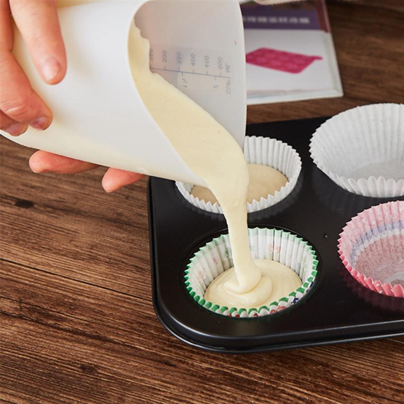 Utensilios medidores de cocina de 500ML, tazas medidoras de silicona, forma de corazón, espesar, suave, a prueba de aire, pinza Flexible para hornear pasteles