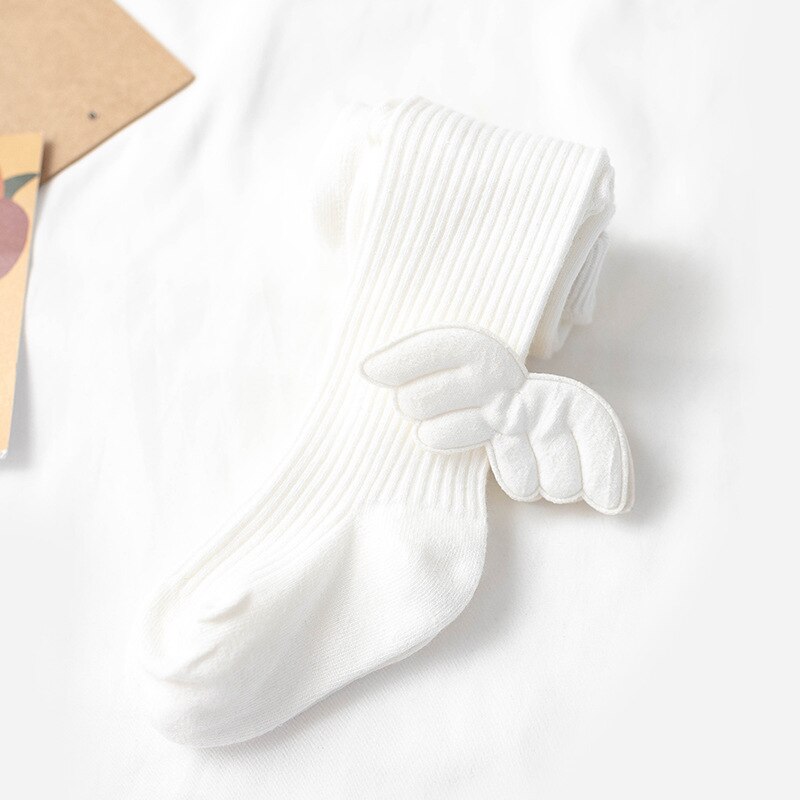 Cute Angel Wings Baby Tigths Toddler Kids Soft Cotton Tights Autumn Winter Warm Stockings Solid Color Girls Pantyhose: white / 12-24 M
