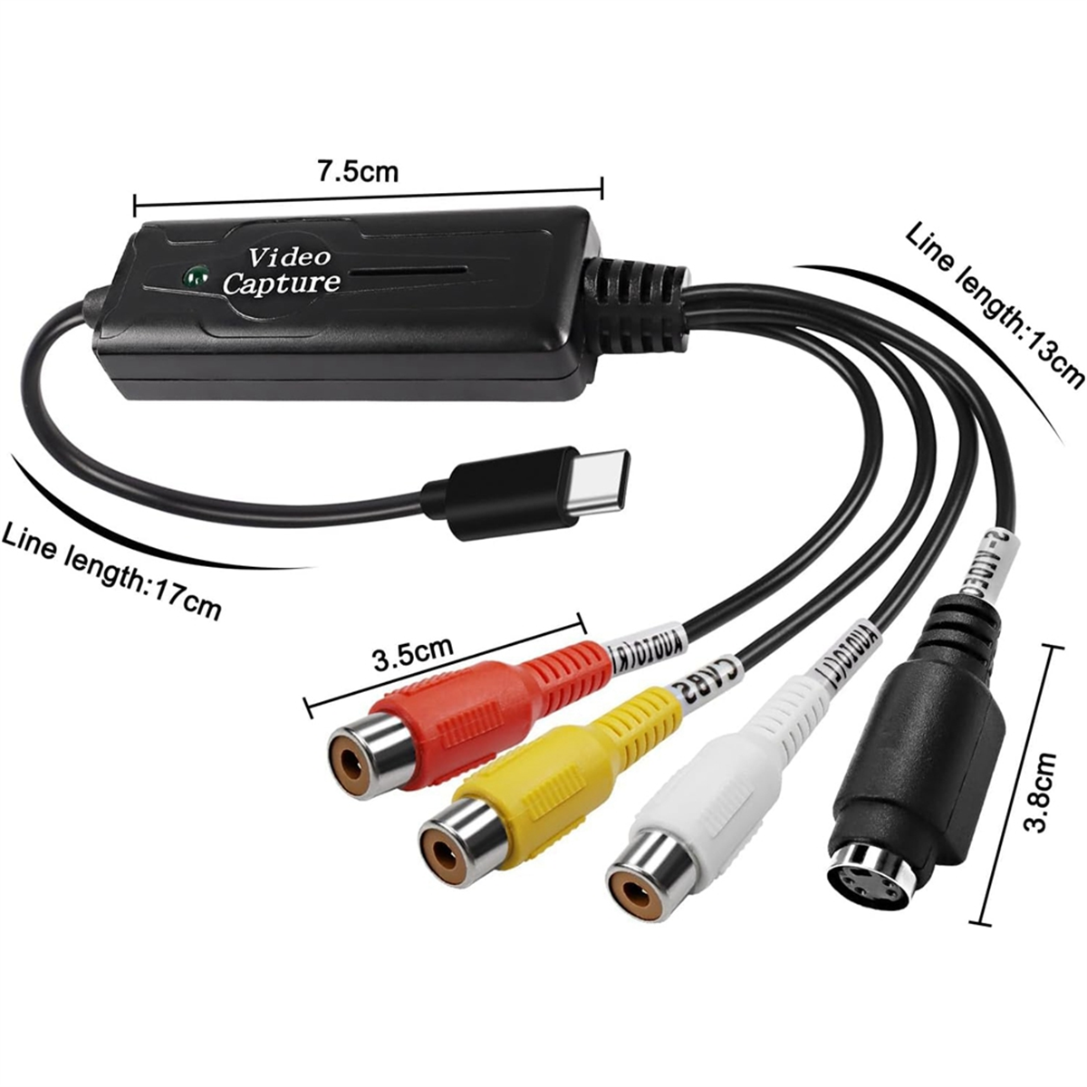 Rca av zu usb c konverter video aufnahme karten adapter 1 kanal av ntsc pal video s video/composite zu usb konverter