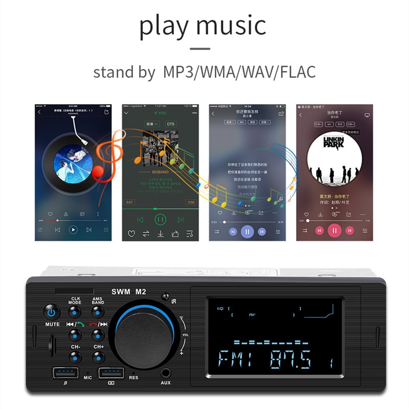 FM AUX Mp3 Car Radio Stereo Receiver 1 Din Auto Controlled Cars Bluetooth Audio Modulator Central Multimedia Android Dvd Player