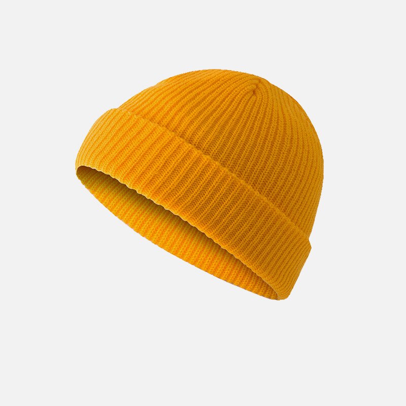 Bonnets chauds d'hiver unisexes pour femmes et hommes, style décontracté, style hip-hop, en laine tricotée, bonnet élastique: Jaune orangé