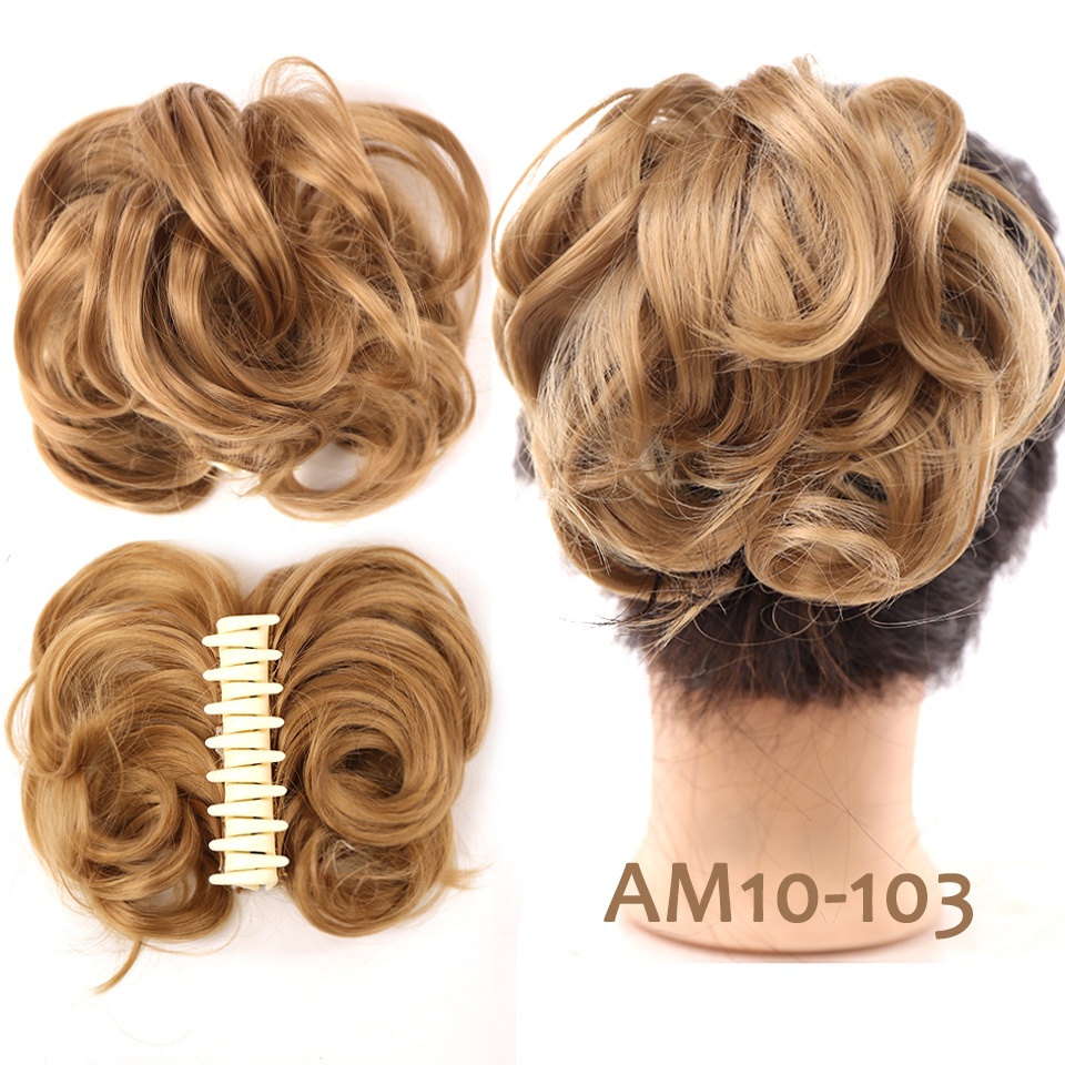 LM chaotisch lockig kurz Kunsthaarverlängerung Chignon Krapfen Rolle Brötchen Perücke Klaue Clip in Haarteil für Frauen