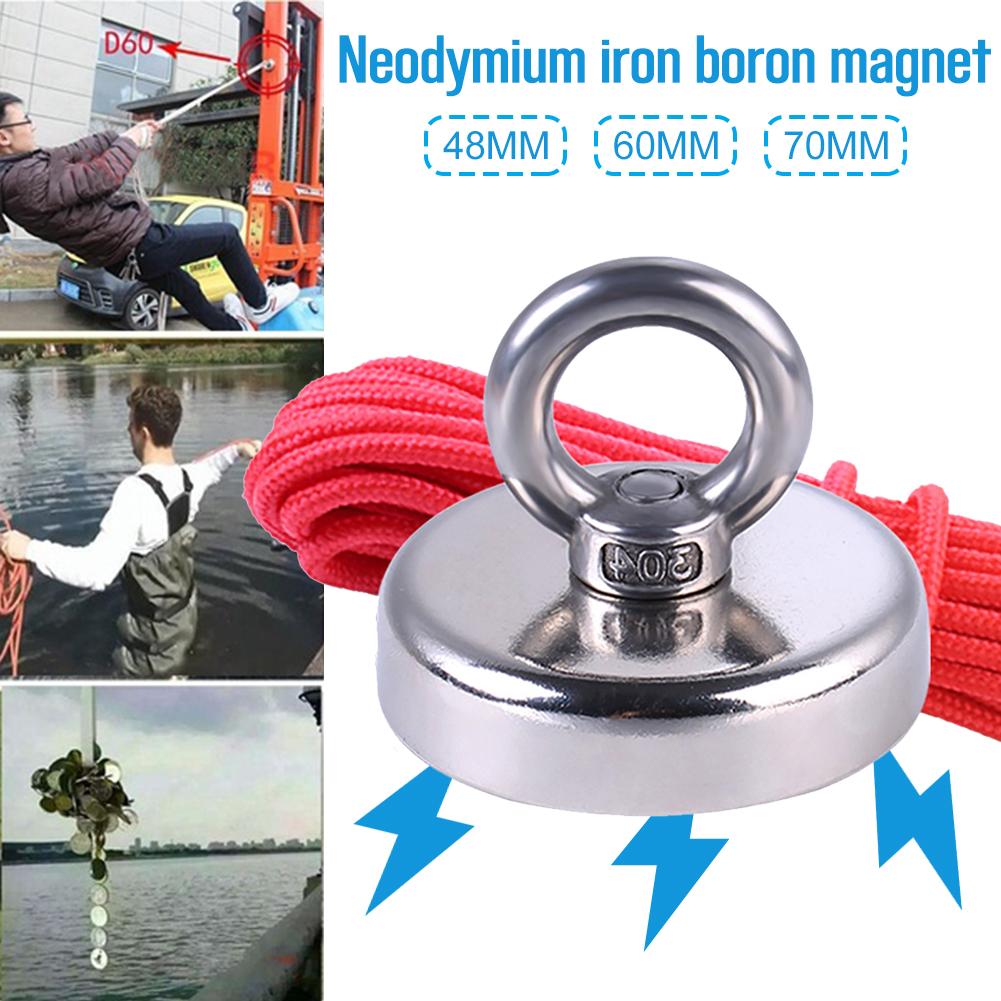 Aimant néodyme aimant de pêche Super fort avec trou fraisé et boulon à œil 20M Force de traction de corde 110 Kg rapide
