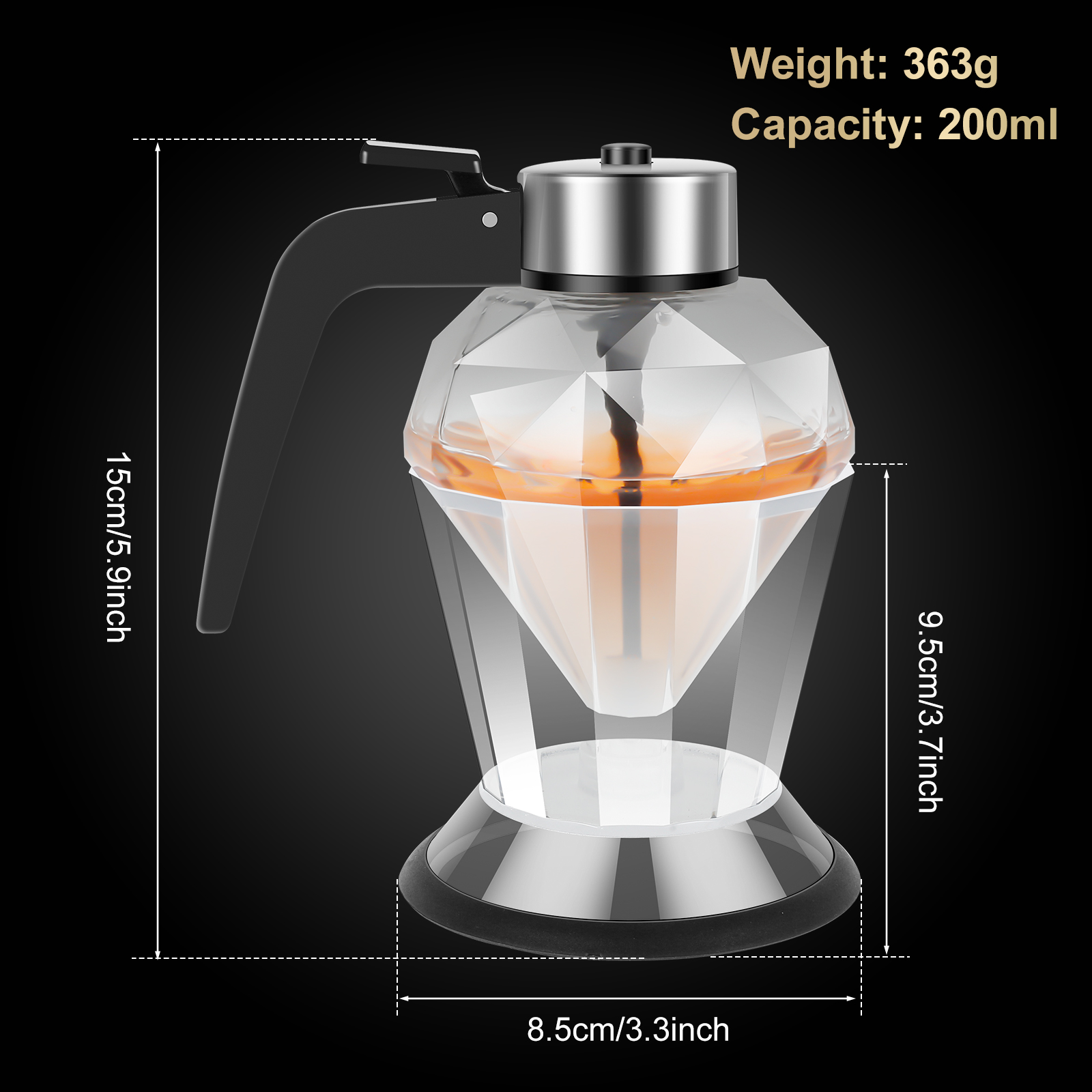 Glass/ABS Dispenser Pot Honey/Syrup Dispenser with Handle Honey Jar Syrup Dispenser For Cake Dessert Oil Dispenser Bottle: Light Grey