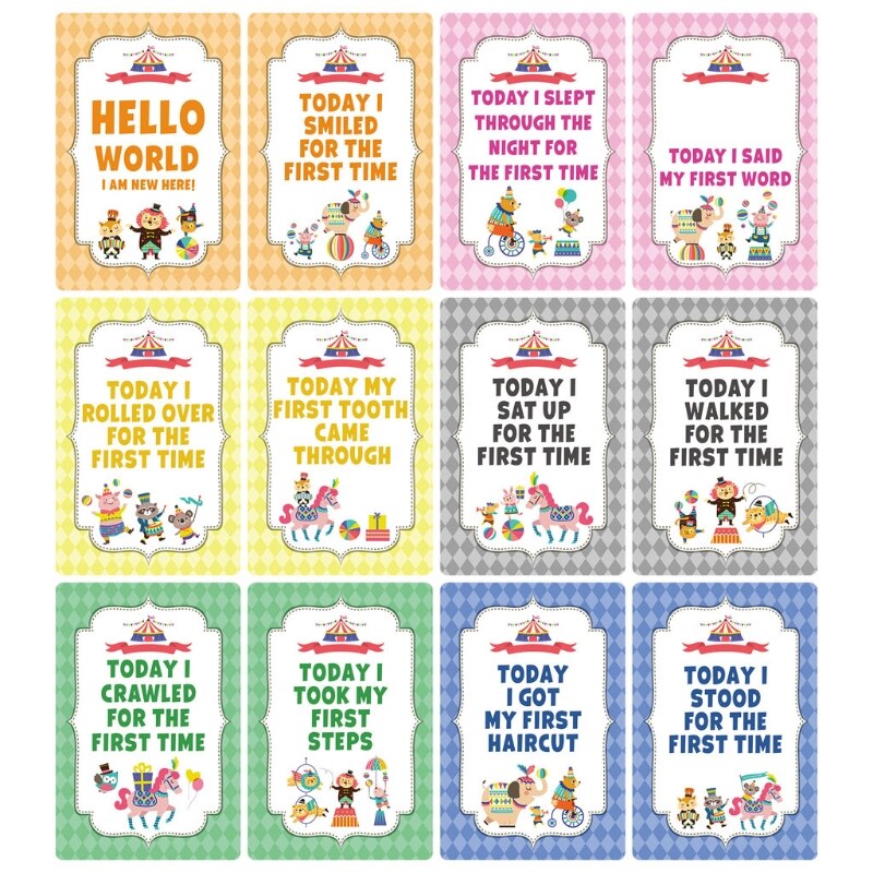 12 arkuszy kamień milowy karty udostępniania zdjęć karty wieku dziecka-karty milowe dla dzieci 124D: C