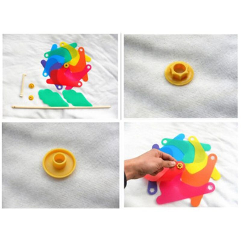 10 Stuks Houten Stok Pinwheels, Windmolen Party Pinwheels Diy Vuurraderen Set Voor Kinderen Speelgoed Tuin Gazon Party Decor