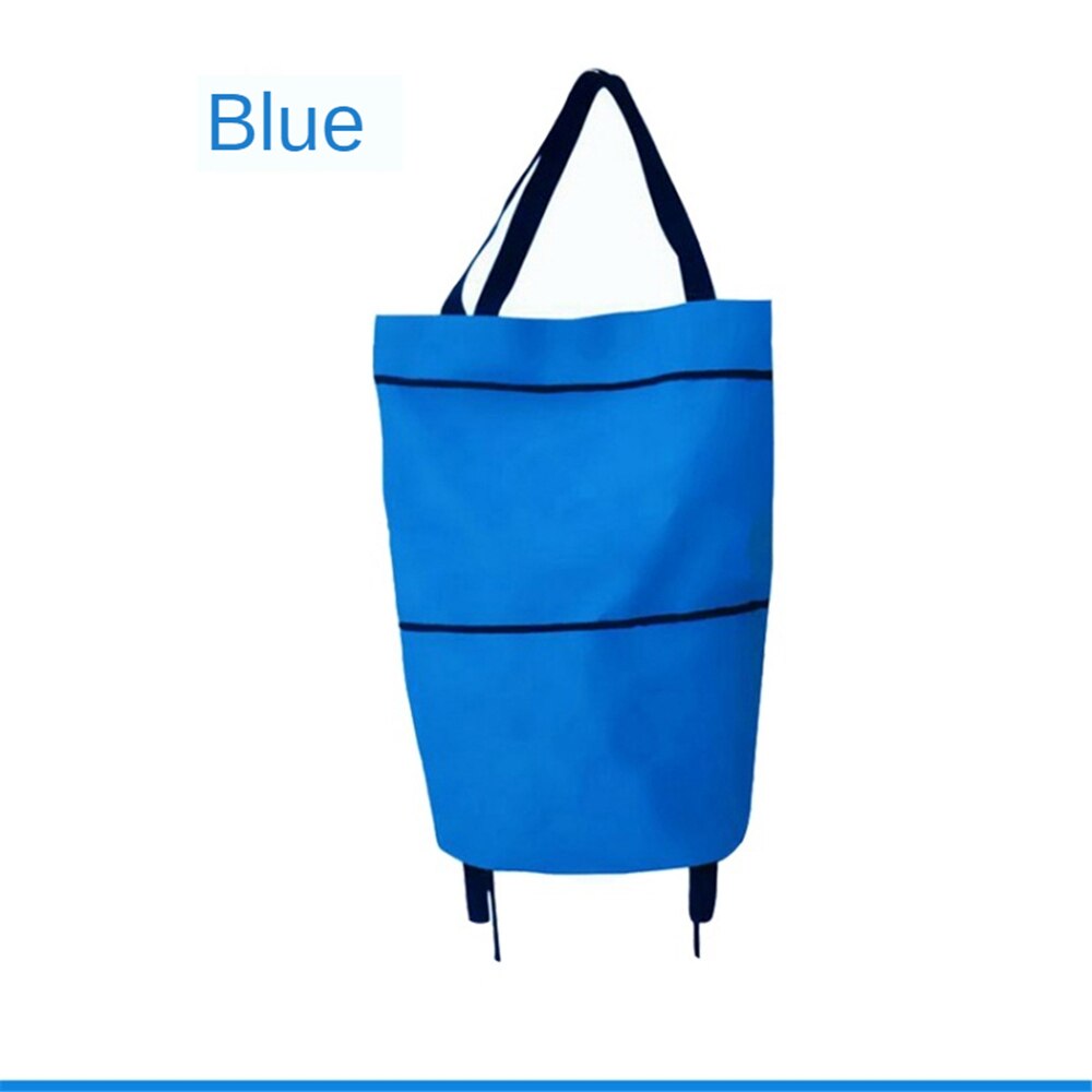 B-LIFE Inklapbare Trolley Zakken Opvouwbare Boodschappentas Met Wielen Opvouwbare Winkelwagen Herbruikbare Boodschappentassen Boodschappentassen Winkel: Blauw