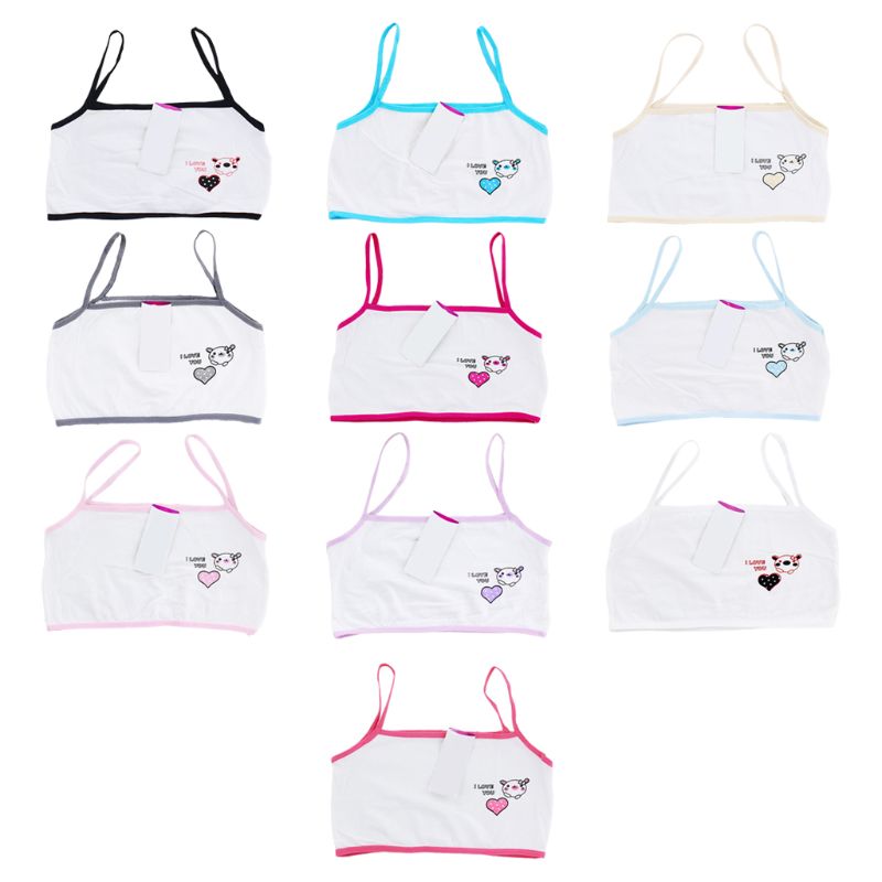 Puberteit Jonge Meisjes Training Beha Cartoon Bear Heart Print Katoenen Ondergoed 6-14T 24BE