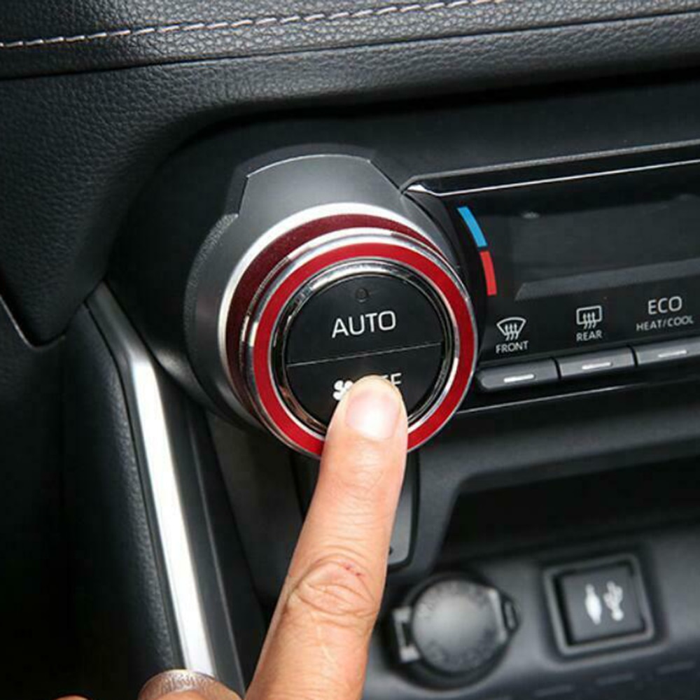 2 stk rød cnc metal aluminiumslegering konsol ac switch kontrol trim rød til toyota rav 4 dekoration bil styling