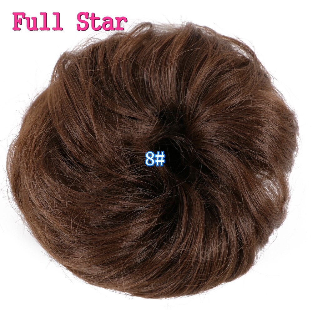 Full Star Synthetic Wrap Curly Messy Hair Bun Chignon Synthetic Hair Donuts Hairpiece For Women Curly Elastic Updo Scrunchy: #144