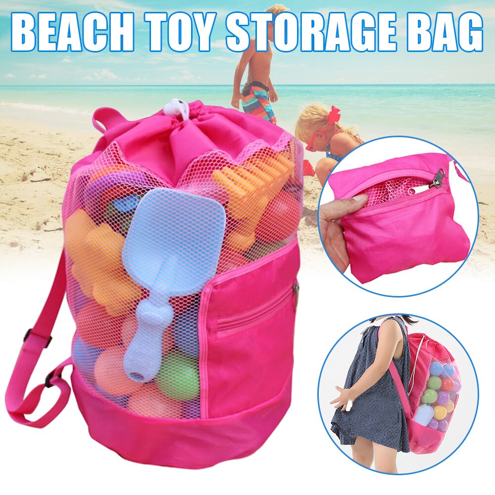 Large Mesh Bag with Sandaway Drawstring Mesh Tote Bag Durable for Outdoor Beach Front Pocket with Security Zipper B99