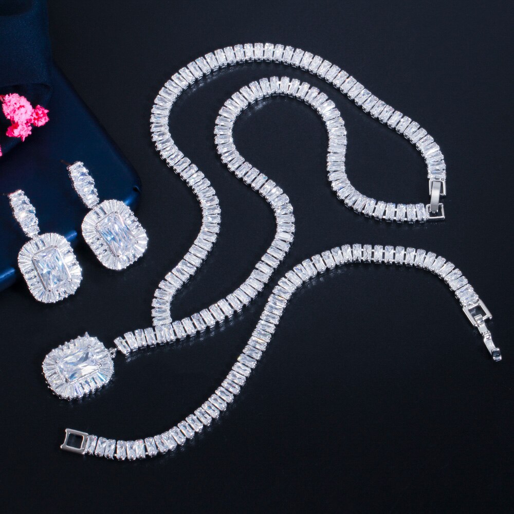 CWWZircons – ensemble de bijoux pour femmes, accessoires de Costume, en zircone cubique de dubaï, pour soirée et mariage, Noble, T508