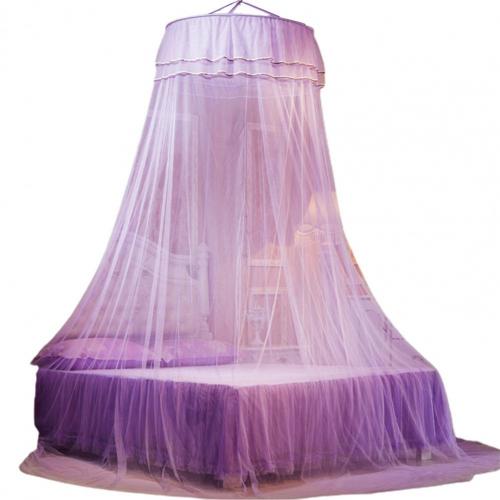 50%HOTMosquito Net Round Top Stimulation Butterfly Pin Polyester Fiber Decorative Bed Canopy for Student: Purple