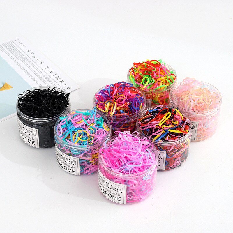 1000Pcs/Pack Colorful Small Disposable Hair Bands Cute Girls Elastic Rubber Band Scrunchie Ponytail Holder Gum Hair Accessories