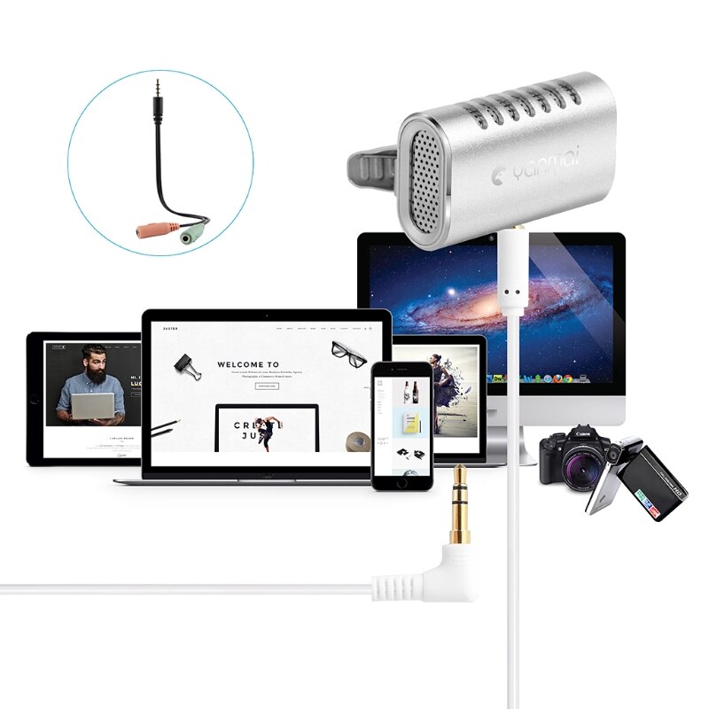 Yanmai R977 Lavalier Omnidirectional Condenser Microphone For Smartphone Camera