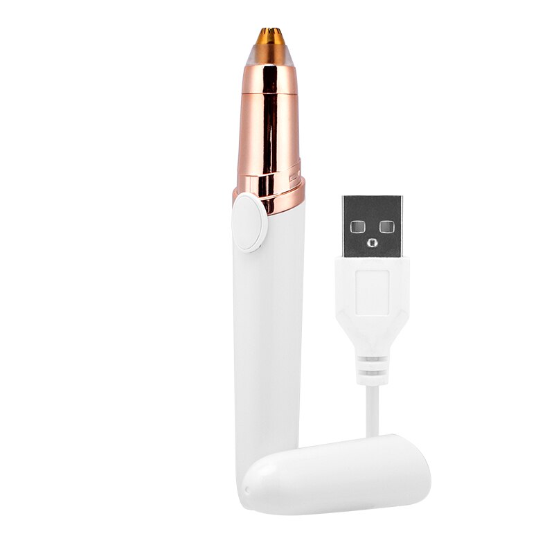 Oplaadbare elektrische gezichts- en wenkbrauwschaar, mini draagbare tondeuse voor vrouwen, lichaamsscheerapparaat, ontharingsmes, pijnloos scheermes, epilator: Witte usb