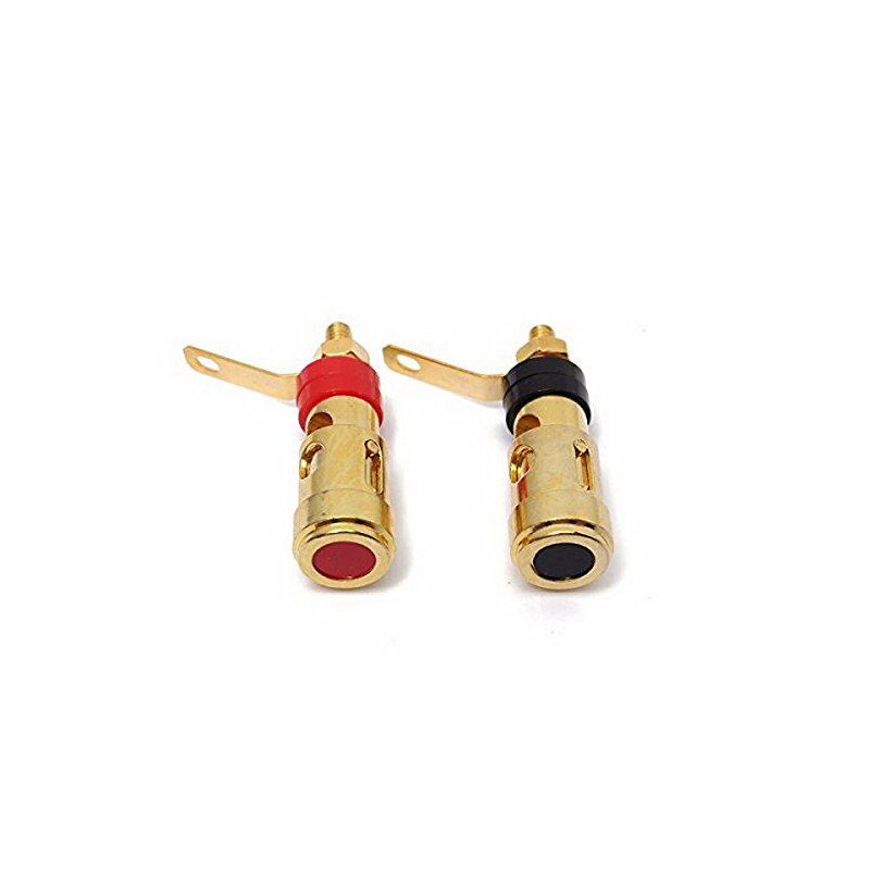 2PCS Plated Brass Speaker Binding Post Spring Loaded Press Subwoofer Basket Speakers Accessory