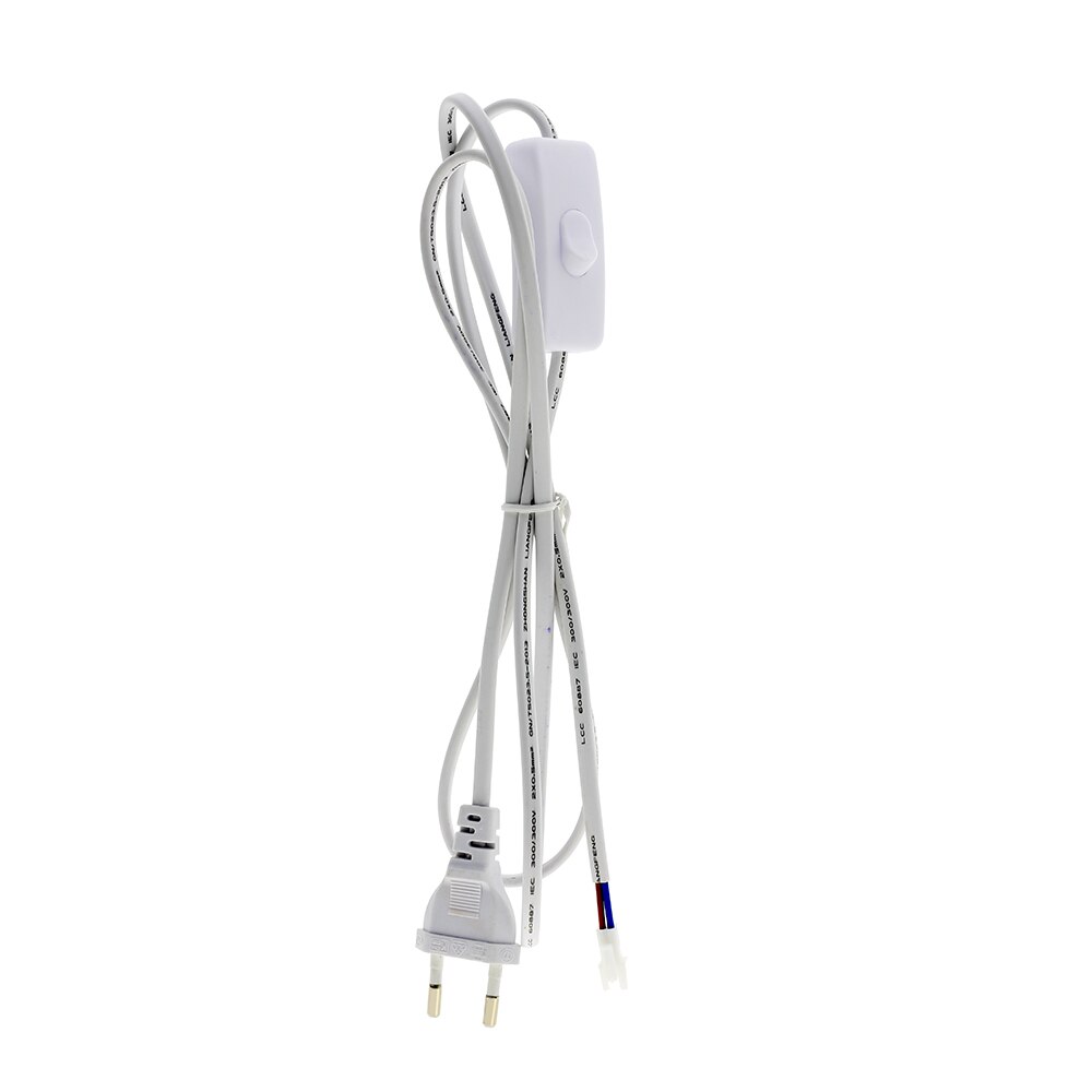 Cable de alimentación con enchufe europeo AC220V con conector de interruptor, cables eléctricos para tubo LED, 1M, Cable de extensión de fuente de alimentación para luces de barra LED
