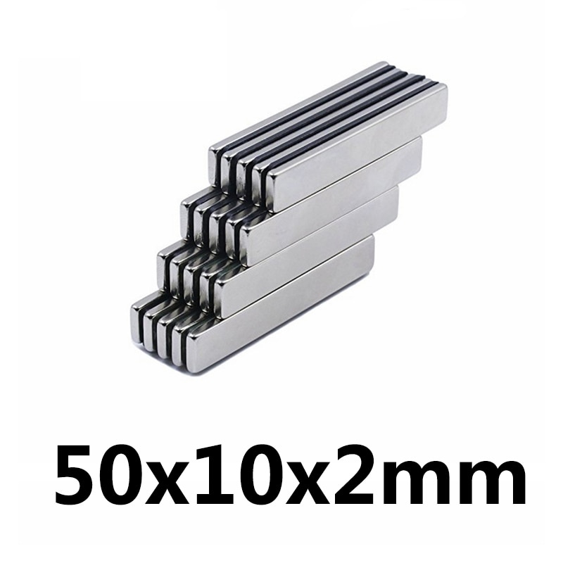 10/20/50Pcs 50X10X2 Mm Sterke Zeldzame Aarde Magneet Dikte 2 Mm Blok rechthoekige Neodymium Magneten 50X10X2 Mm Strip Magnetische