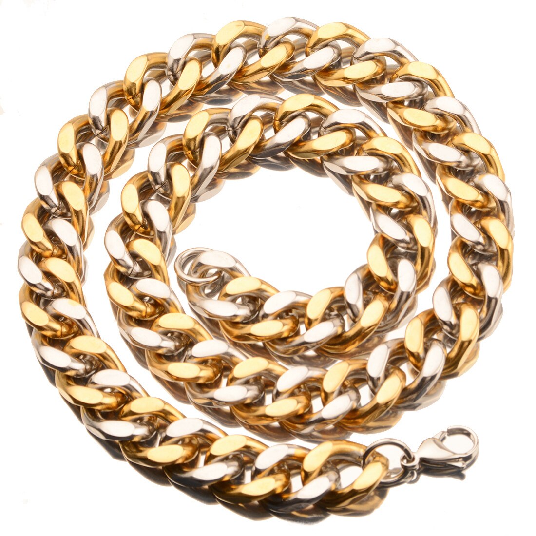 Tiasri 15mm Schmuck Auf Die Hals männer Halskette Armband Gothic Stil Edelstahl Cuban Link Kette