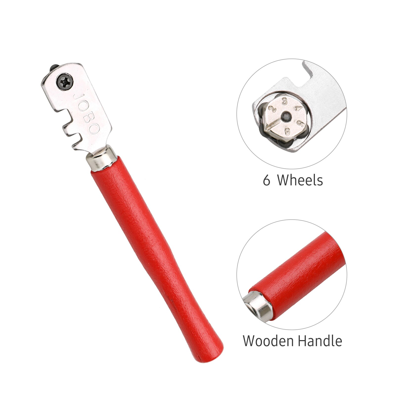 6-Wheel Glass Cutter Multifunctional Glass Tile Mirror Cutter For Wooden Handle Pencil Style Glass Cutting Roller Glasses Tiles